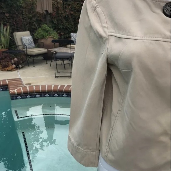 Vintage Elie Tahari Beige  SilkCrop Swing Blazer SzM - Picture 4 of 8